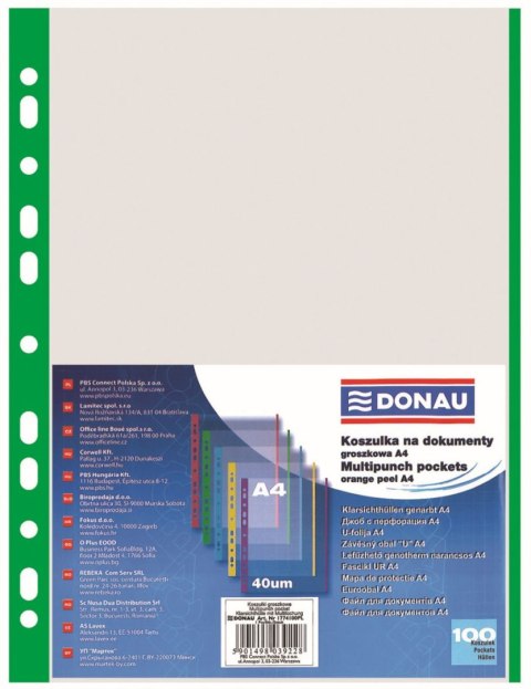 Koszulki na dokumenty Donau krystaliczna A4 kolor: przezroczysty typu L 40 mic. (1774100PL) Koszulki na dokumenty Donau krystaliczna A4 kolor: przezroczysty typu L 40 mic. (1774100PL)
