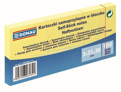 Notes samoprzylepny (karteczki) żółty 100k [mm:] 38x51 Donau (7585001-11)