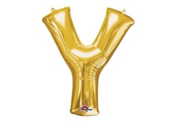 Balon foliowy Amscan balon mini literka y złota (3306101)