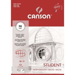 Blok rysunkowy Canson Student klejony A3 biały 90g 50k (100554853)