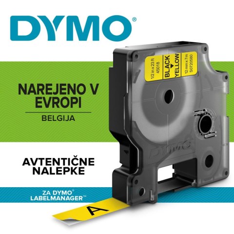 Taśma Dymo D1 12mm x 7m żółta/czarny nadruk Taśma Dymo D1 12mm x 7m żółta/czarny nadruk
