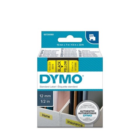 Taśma Dymo D1 12mm x 7m żółta/czarny nadruk Taśma Dymo D1 12mm x 7m żółta/czarny nadruk