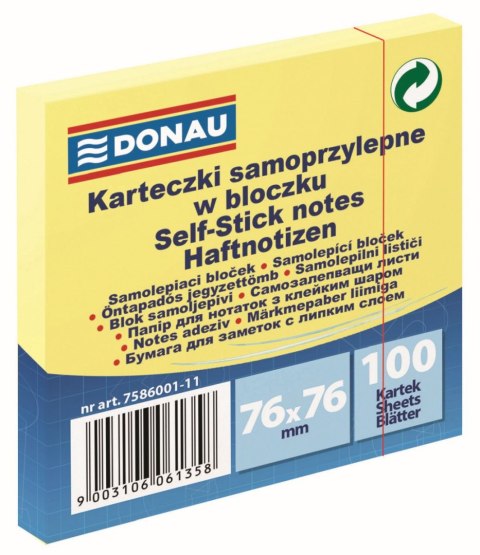 Notes samoprzylepny (karteczki) żółty 100k [mm:] 76x76 Donau (7586001-11)