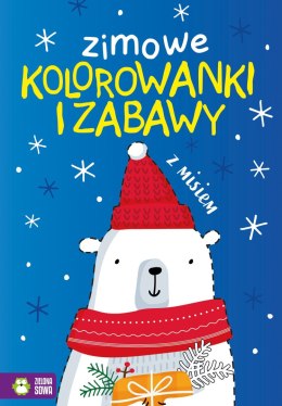 Książeczka edukacyjna Zielona Sowa Zimowe kolorowanki i zabawy z misiem