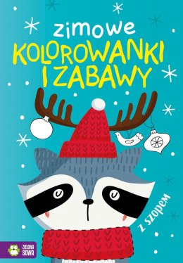 Książeczka edukacyjna Zielona Sowa Zimowe kolorowanki i zabawy z szopem