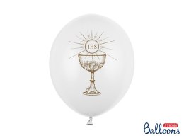 Balon gumowy Partydeco IHS, Pastel Pure White biały 300mm (SB14P-111-008-6)