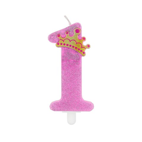 Świeczka urodzinowa Godan Moje Pierwsze urodziny, różowa z brokatem 9 cm (SF-SPUR) Świeczka urodzinowa Godan Moje Pierwsze urodziny, różowa z brokatem 9 cm (SF-SPUR)