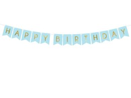 Girlanda Baner Happy Birthday, j. niebieski, 15 x 175 cm Partydeco (GRL57-001J)