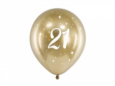 Balon gumowy Partydeco Glossy 21 urodziny złoty 300mm 30cal (CHB14-1-21-019-6) Balon gumowy Partydeco Glossy 21 urodziny złoty 300mm 30cal (CHB14-1-21-019-6)