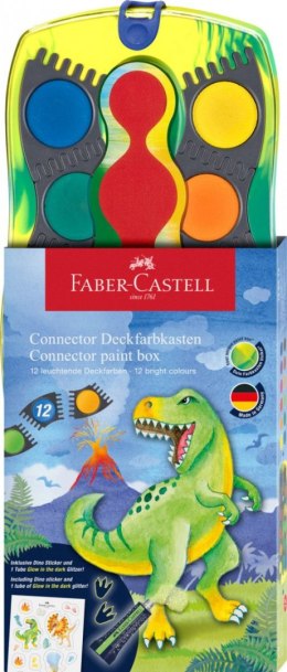 Farby akwarelowe Faber Castell Dinozaury +brokat + naklejki 12 kolor. (125013 FC)