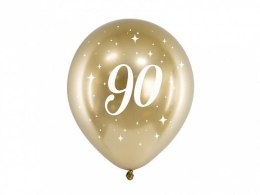 Balon gumowy Partydeco 90 urodziny złoty 300mm (CHB14-1-90-019-6)