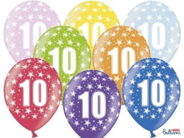 Balon gumowy Partydeco gumowy 10 urodziny, mix kolorów 30 cm/6 sztuk mix 300mm (SB14M-010-000-6)