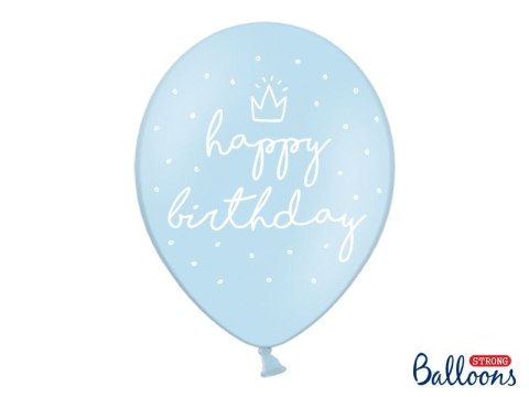 Balon gumowy Partydeco gumowy niebieski z nadrukiem happy Birthday 30 cm/6 sztuk niebieski 300mm (SB14P-244-011-6)