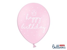 Balon gumowy Partydeco gumowy różowy z nadrukiem Happy Birthday 30 cm/6 sztuk różowa 300mm (SB14P-244-081J-6)