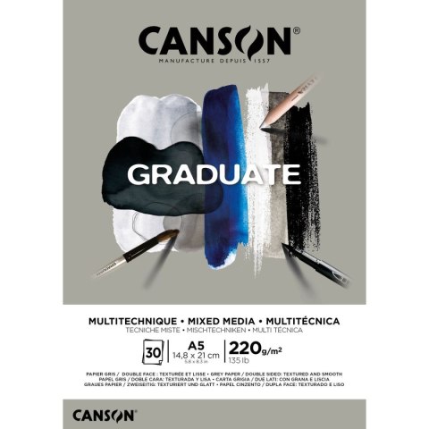 Blok rysunkowy Canson Mix Media Graduate A5 220g 20k (400110370)