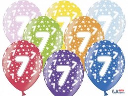 Balon gumowy Partydeco gumowy 7 urodziny, mix kolorów 30 cm/6 sztuk mix 300mm (SB14M-007-000-6)