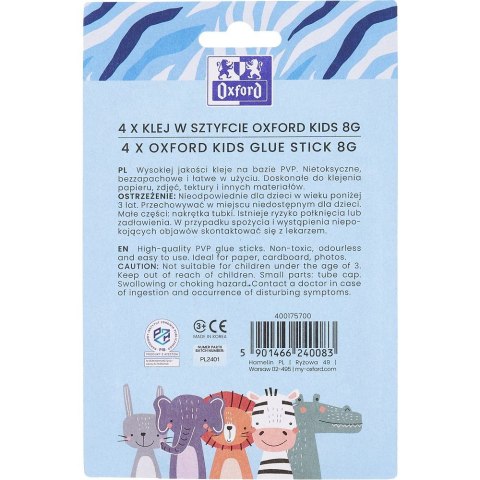 Klej w sztyfcie Oxford Kids 4 pak 8g (400175700) Klej w sztyfcie Oxford Kids 4 pak 8g (400175700)
