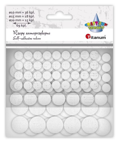 Rzepy Titanum Craft-Fun Series samoprzylepne białe 3 rozmiary 69 szt (5903714546992) Rzepy Titanum Craft-Fun Series samoprzylepne białe 3 rozmiary 69 szt (5903714546992)