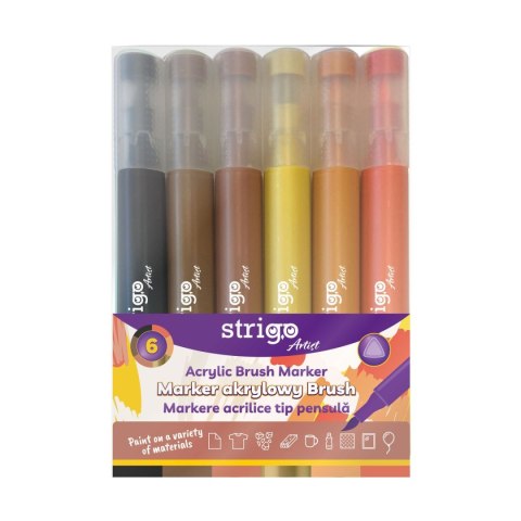 Marker specjalistyczny Strigo końcówka BRUSH akrylowy w 6kol, mix pędzelek końcówka (SSC433) Marker specjalistyczny Strigo końcówka BRUSH akrylowy w 6kol, mix pędzelek końcówka (SSC433)