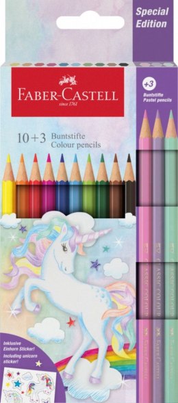 Kredki ołówkowe Faber Castell Jednorożec +naklejki 10+3 kol. (111219 FC)