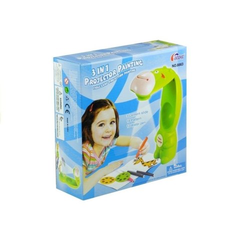 Zestaw kreatywny dla dzieci Rzutnik Projektor Żyrafa + Zeszyt + Pisaki Wodne Lean (715)