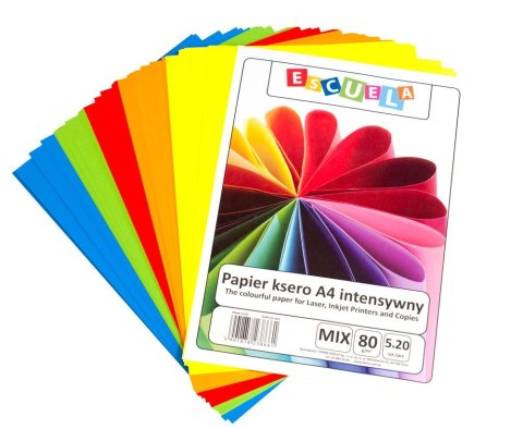 Papier kolorowy Escuela A4 mix intensywny 80g (PAPKSA4/MIX INT)