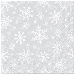 Serwetki Paw Lunch BN Christmas Snowflakes silver mix nadruk bibuła [mm:] 330x330 (SDL230608)