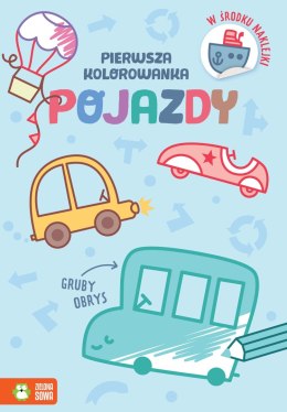 Książeczka edukacyjna Zielona Sowa Pierwsza kolorowanka.Gruby obrys. Pojazdy