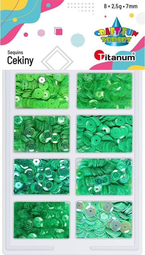Cekiny Titanum Craft-Fun Series 8 kolorów zielone 2,5g (3G8P 160162) Cekiny Titanum Craft-Fun Series 8 kolorów zielone 2,5g (3G8P 160162)
