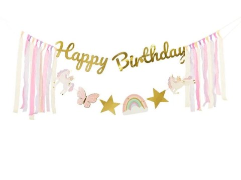 Baner Partydeco Happy Birthday Jednorożec, 230x17.5 cm (GRL120)