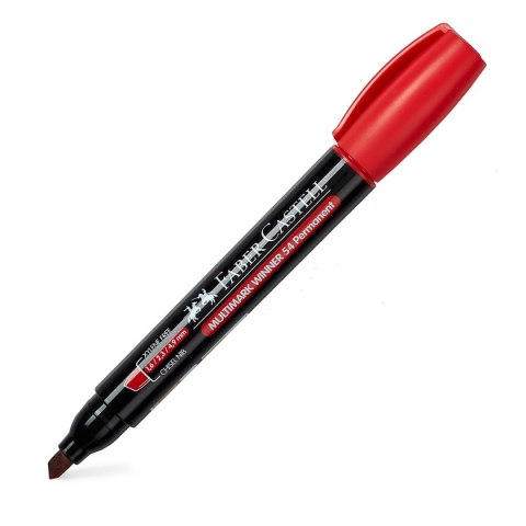 Marker permanentny Faber Castell, czerwony ścięta końcówka Marker permanentny Faber Castell, czerwony ścięta końcówka