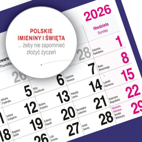 Kalendarz ścienny PLAŻA A4 210mm x 450mm Press