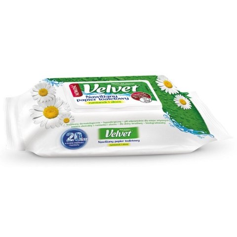 Papier toaletowy nawilżany Camomile&Aloe Vera kolor: biały 48 szt Velvet Papier toaletowy nawilżany Camomile&Aloe Vera kolor: biały 48 szt Velvet