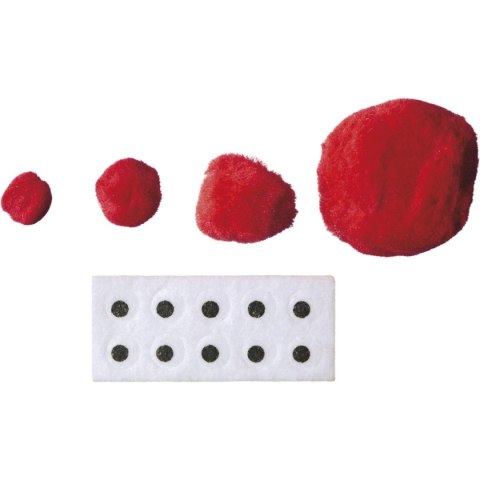 Pompony Craft-Fun Series akrylowe czerwone 45 szt Titanum