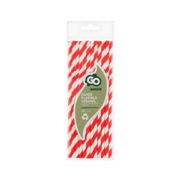 Słomka papierowe, łamane, czerwone paski 6x200 mm/12szt. 12 szt Godan (RP-LC12)