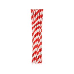 Słomka papierowe, łamane, czerwone paski 6x200 mm/12szt. 12 szt Godan (RP-LC12)