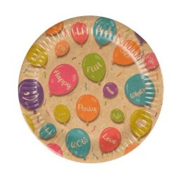 Talerz jednorazowy papierowy Kraft ballons papier śr. 180mm 12 szt Arpex (DC9656F)