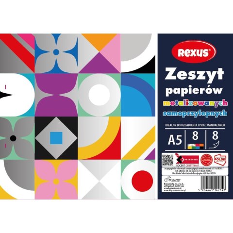 Zeszyt papierów kolorowych metalizowane samoprzylepne A5 8k Rexus (2143) Zeszyt papierów kolorowych metalizowane samoprzylepne A5 8k Rexus (2143)