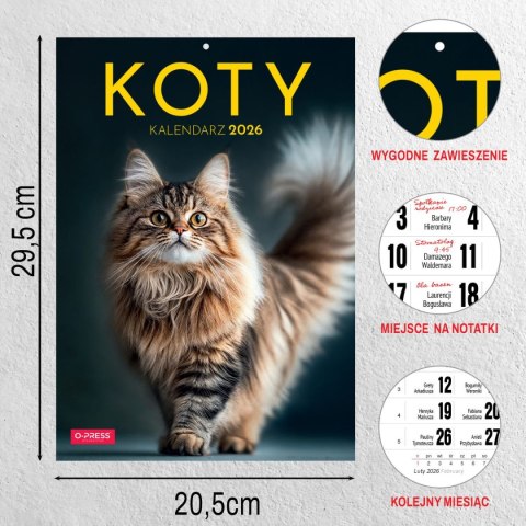 Kalendarz ścienny A4 KOTY A4 Press (5904830713381)