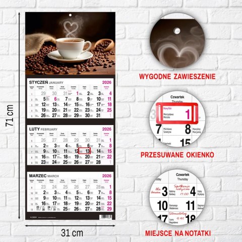 Kalendarz ścienny KAWA 310mm x 790mm Press