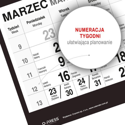 Kalendarz ścienny KAWA 310mm x 790mm Press