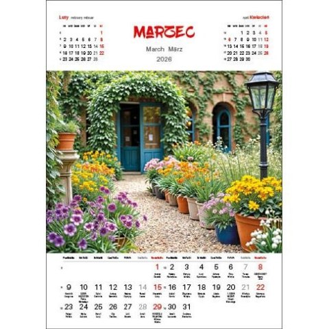 Kalendarz ścienny OGRODY WIELOPLANSZOWY 330mm x 500mm Jotan (WP133)
