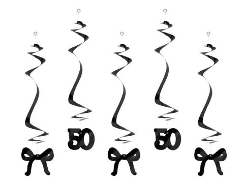 Dekoracja Świderki na 50 urodziny z kokardkami, 50cm, czarne Partydeco (SWID7-50-010)
