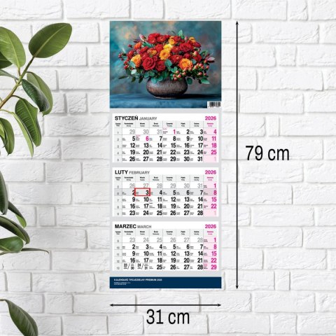 Kalendarz ścienny PREMIUM trójdzielny A4 Press (BUKIETY)