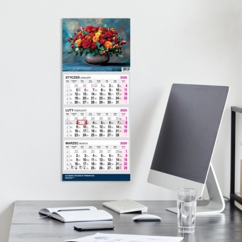 Kalendarz ścienny PREMIUM trójdzielny A4 Press (BUKIETY)