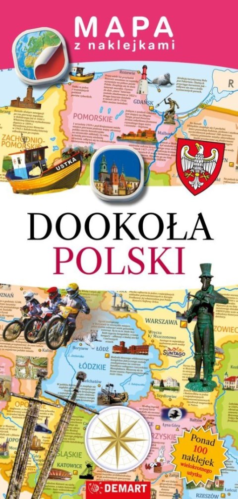 Książeczka edukacyjna Mapy z naklejkami. Dookoła Polski Demart Książeczka edukacyjna Mapy z naklejkami. Dookoła Polski Demart