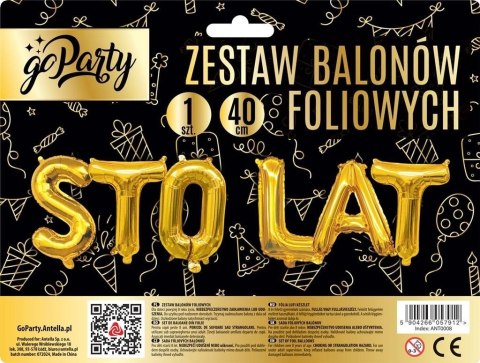 Balon foliowy zestaw balonów Sto Lat złoty Antella Balon foliowy zestaw balonów Sto Lat złoty Antella