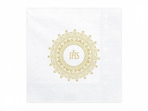 Serwetki Komunijne IHS złoty papier [mm:] 330x330 Partydeco (SP33-63-019)