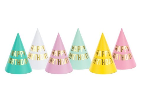 Czapka party Happy Birthday, mix, 16cm mix papier Partydeco (CPP22)