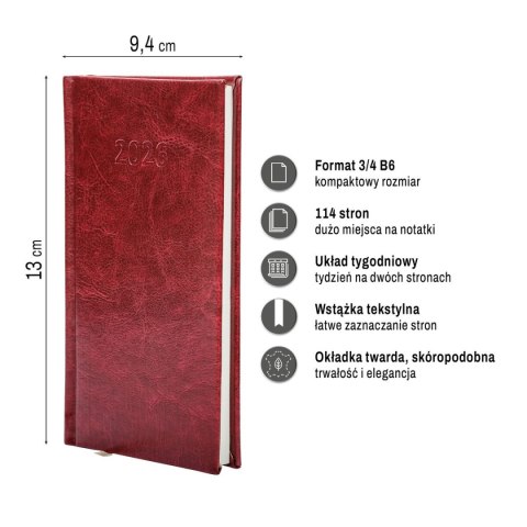 Kalendarz książkowy (terminarz) SLIM 3/4 B6 Press (tygodniowy) Kalendarz książkowy (terminarz) SLIM 3/4 B6 Press (tygodniowy)